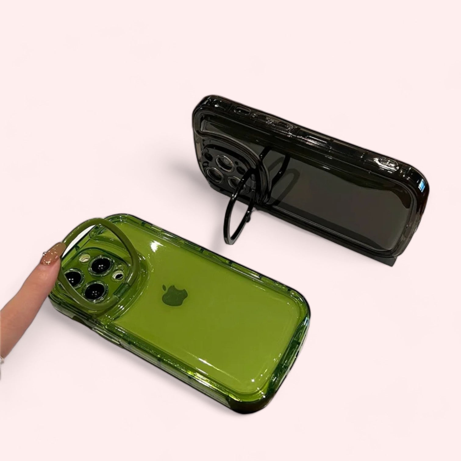 Air Cushioned iPhone Case with Camera Protection Ring Stand - Available in Black & Green-the lalezar