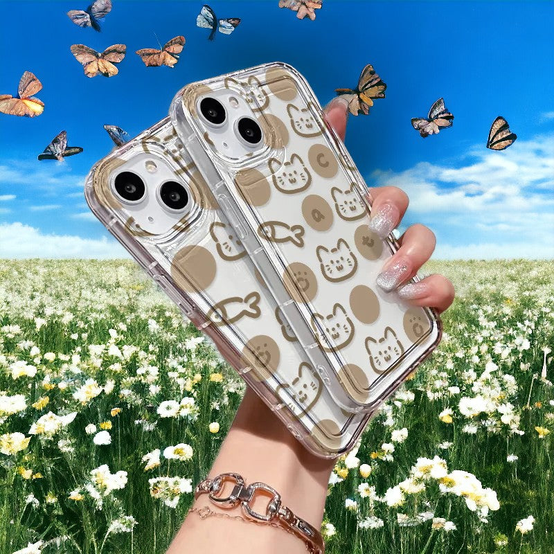 Cartoon Design Transparent Phone Cases : Purr-fect Pattern & Sweet Snack Design Cases-the lalezar