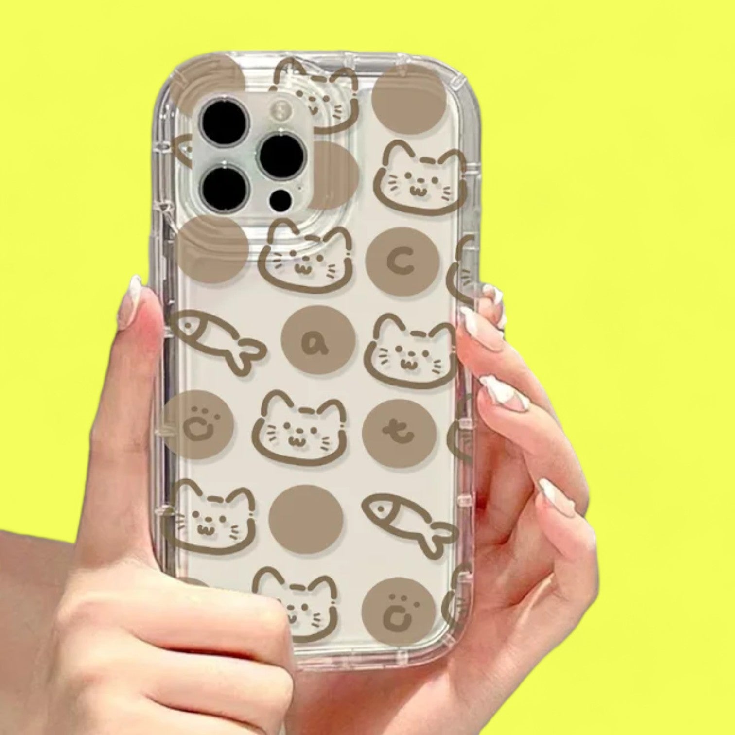 Cartoon Design Transparent Phone Cases : Purr-fect Pattern & Sweet Snack Design Cases-the lalezar