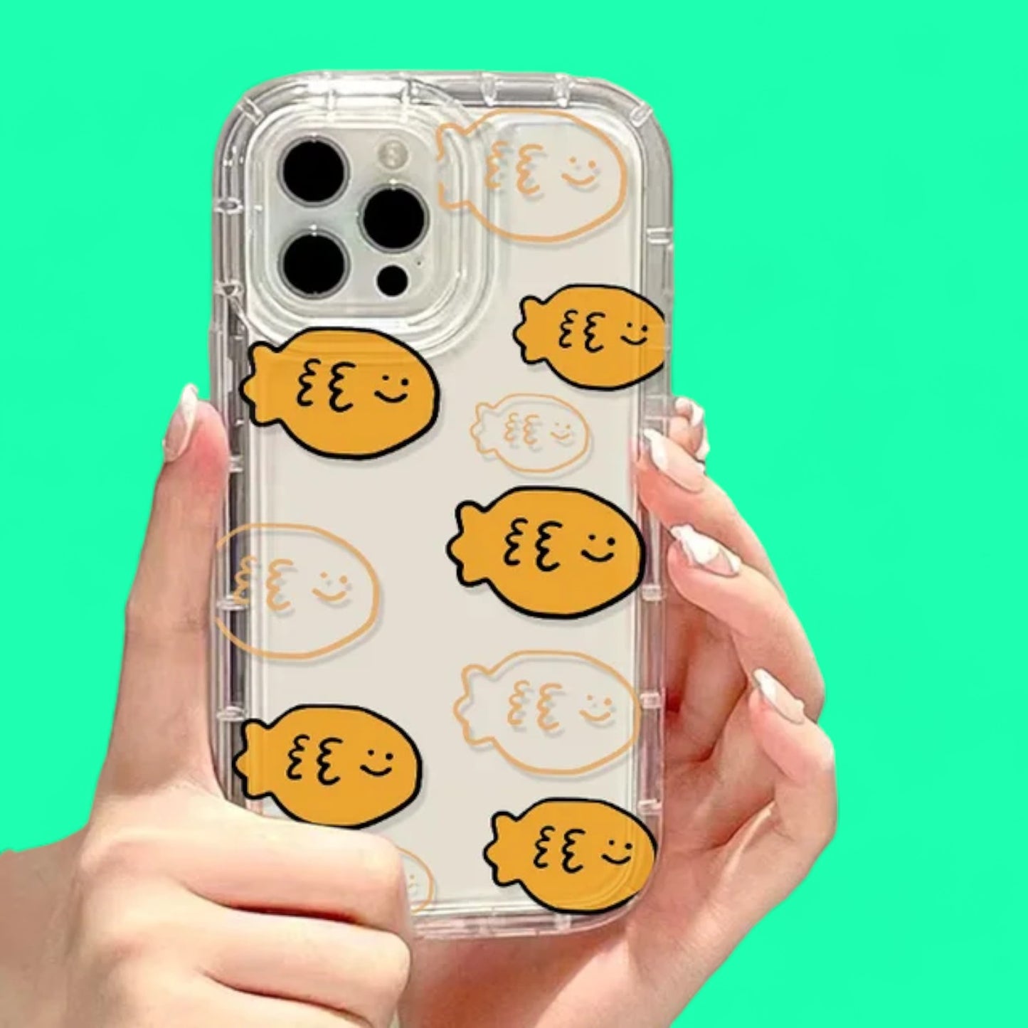 Cartoon Design Transparent Phone Cases : Purr-fect Pattern & Sweet Snack Design Cases-the lalezar