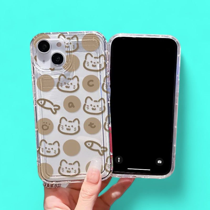 Cartoon Design Transparent Phone Cases : Purr-fect Pattern & Sweet Snack Design Cases-the lalezar