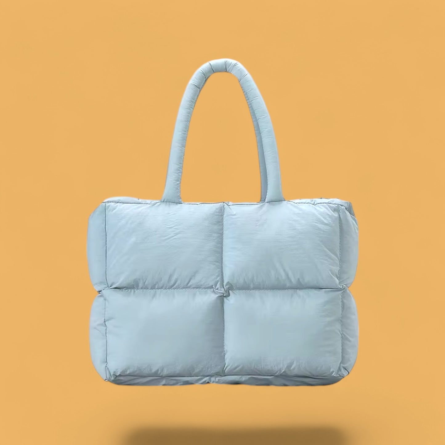 CloudTote Blue Puffer Quilted Winter Bag Front