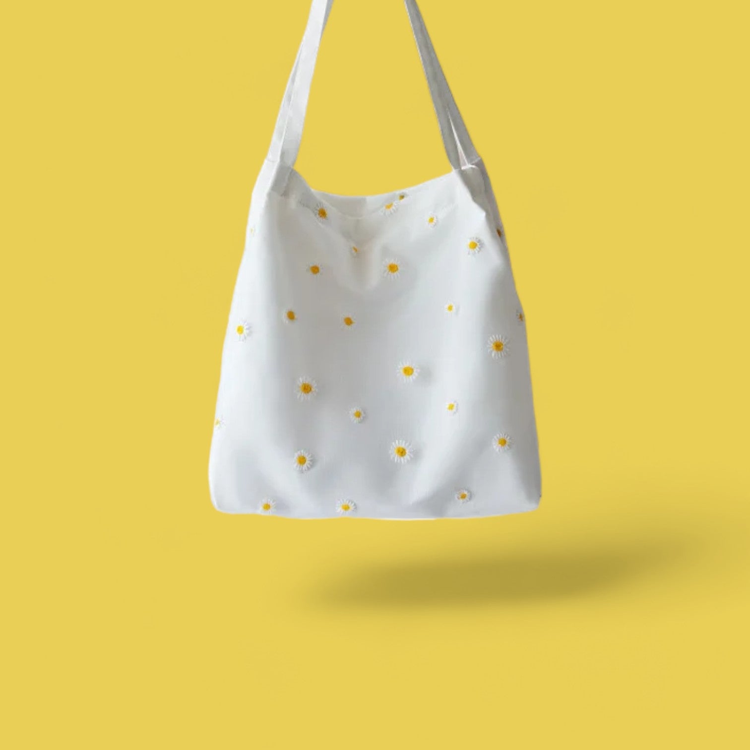 Sunshine Daisy Embroidered Canvas Tote - Secure and Chic Spring/Summer Bag-the lalezar