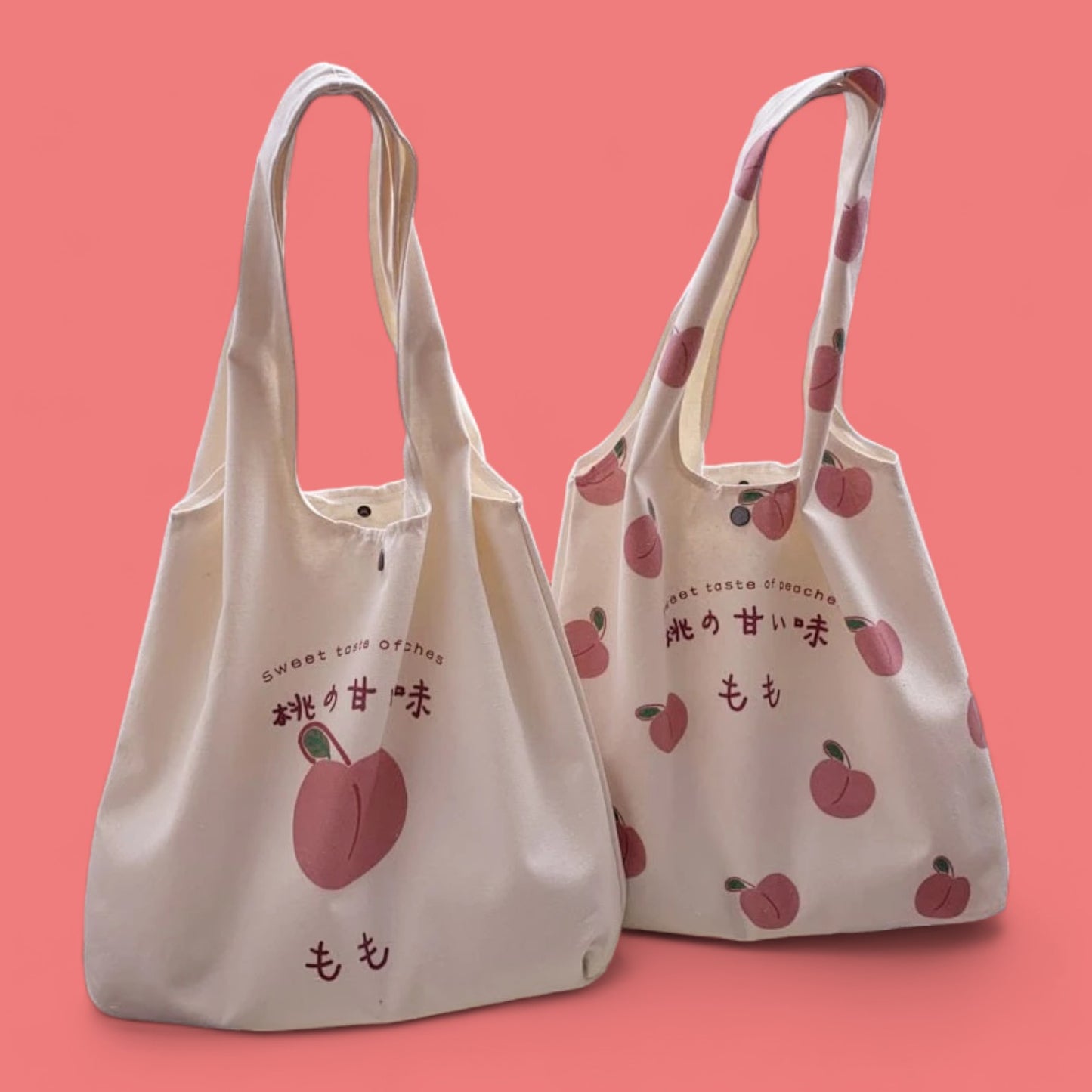 Sweet Peach Canvas Tote Bag - Versatile and Spacious with a Japanese Touch-the lalezar