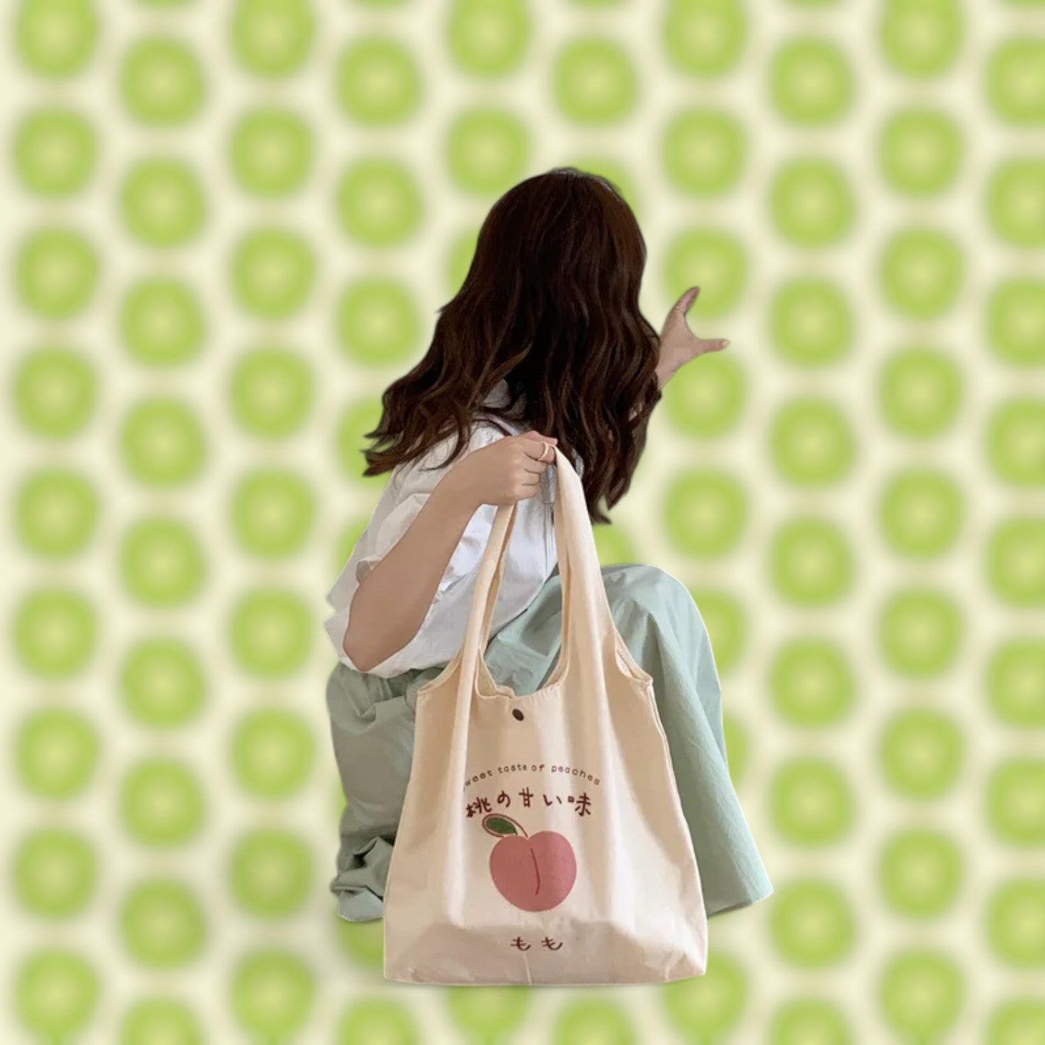 Sweet Peach Canvas Tote Bag - Versatile and Spacious with a Japanese Touch-the lalezar