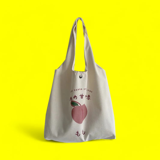 Sweet Peach Canvas Tote Bag - Versatile and Spacious with a Japanese Touch-the lalezar