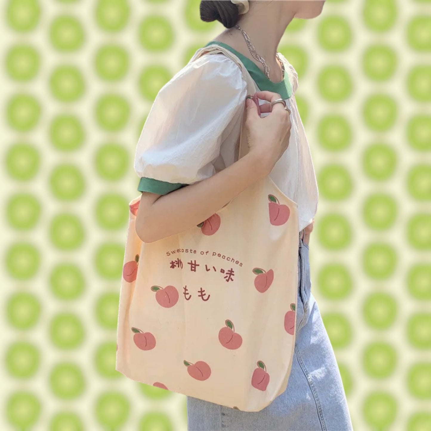 Sweet Peach Canvas Tote Bag - Versatile and Spacious with a Japanese Touch-the lalezar