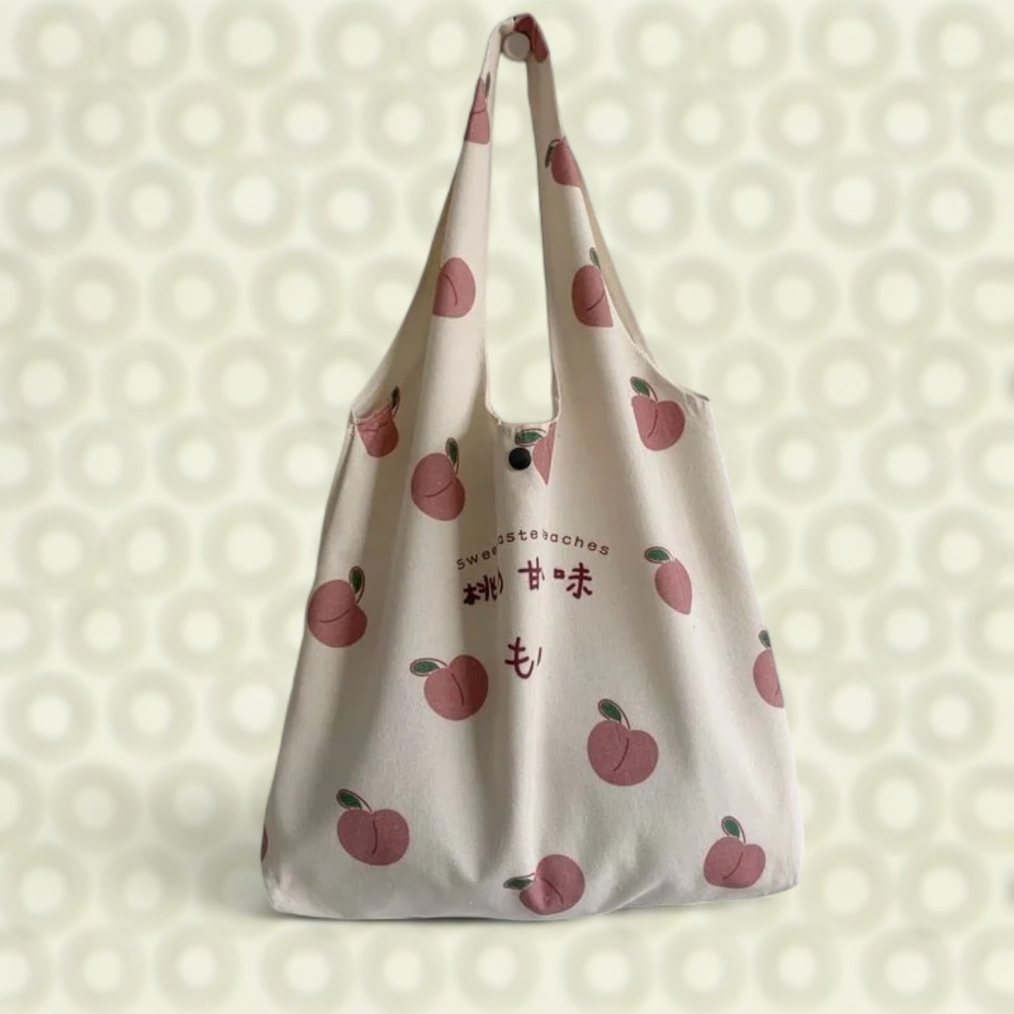 Sweet Peach Canvas Tote Bag - Versatile and Spacious with a Japanese Touch-the lalezar