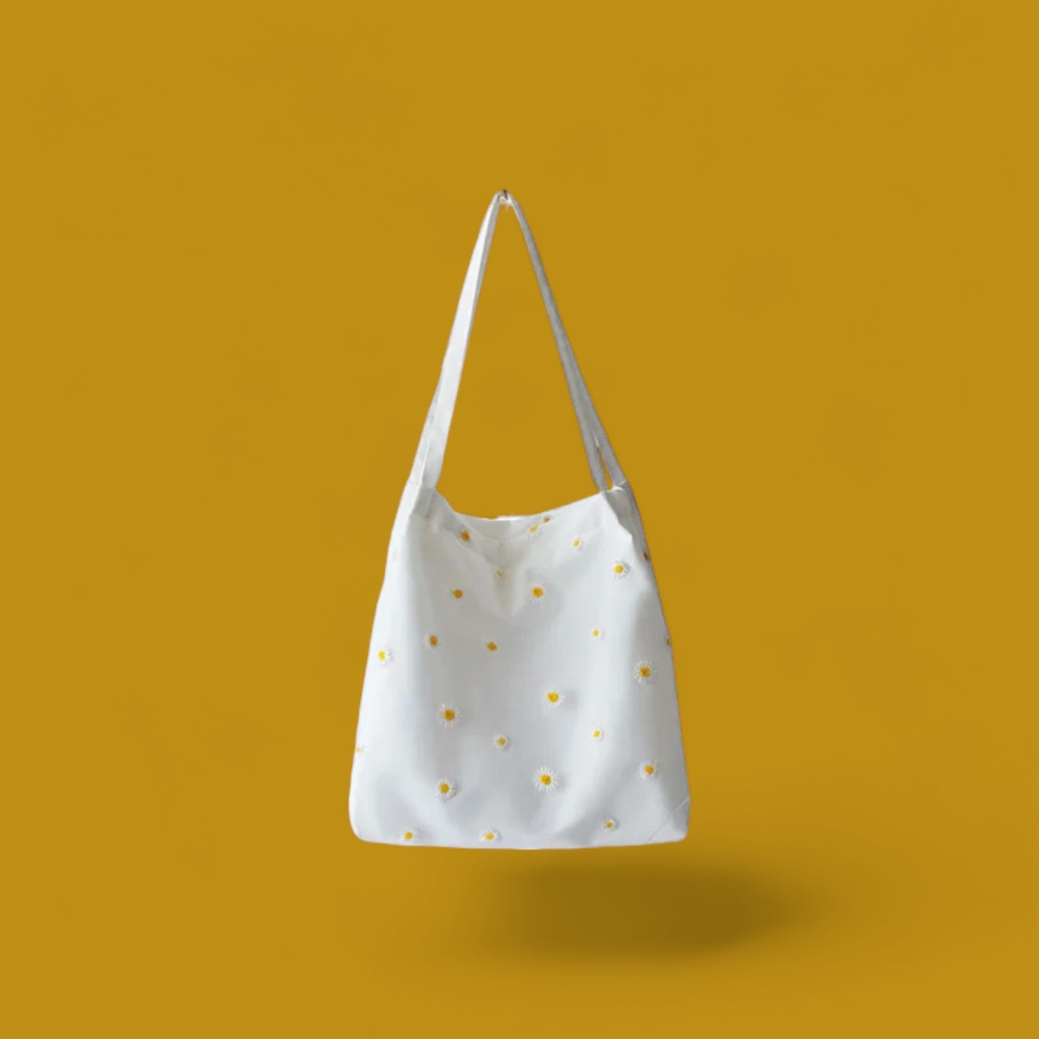 Sunshine Daisy Embroidered Canvas Tote - Secure and Chic Spring/Summer Bag-the lalezar