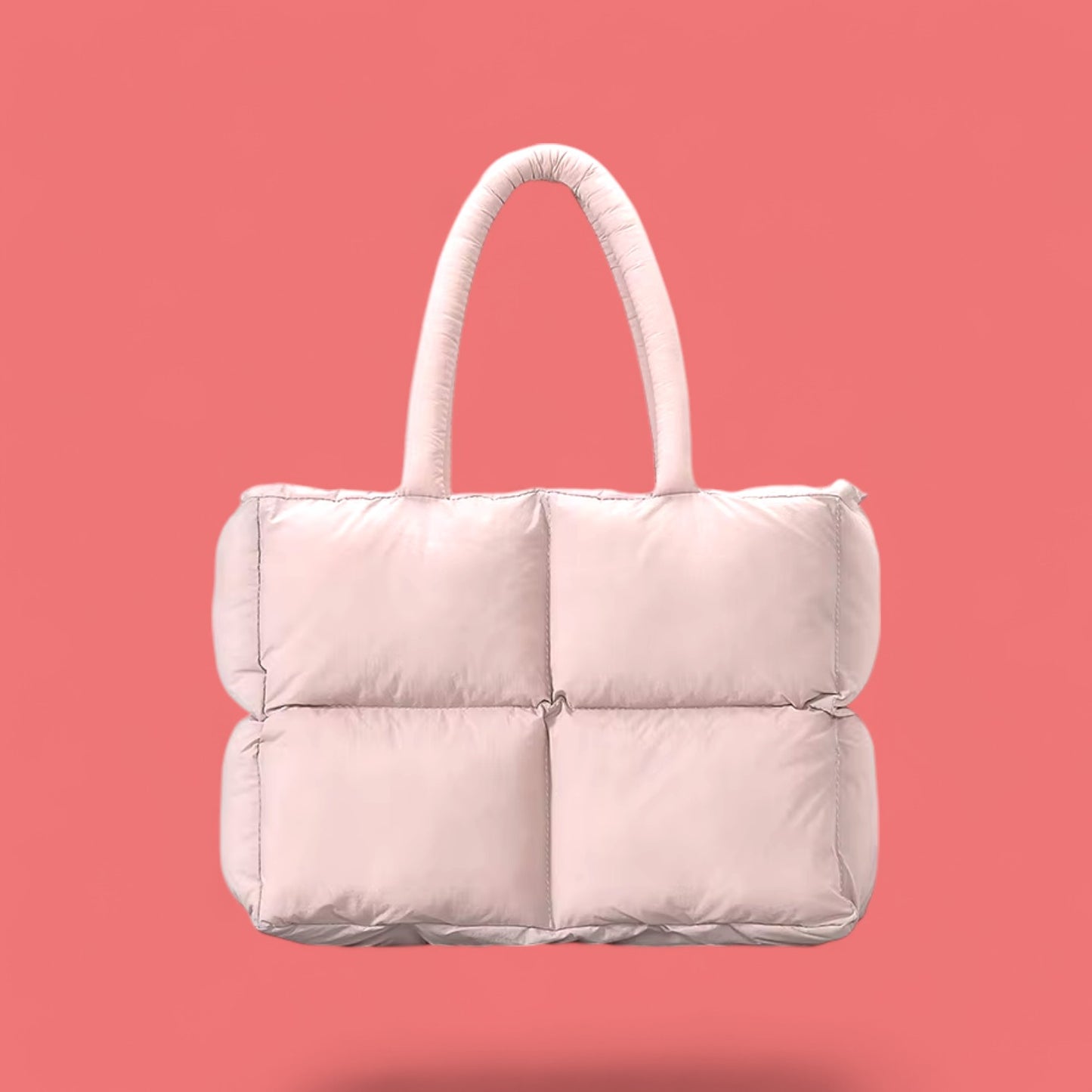 CloudTote Pink Puffer Quilted Winter Bag Front