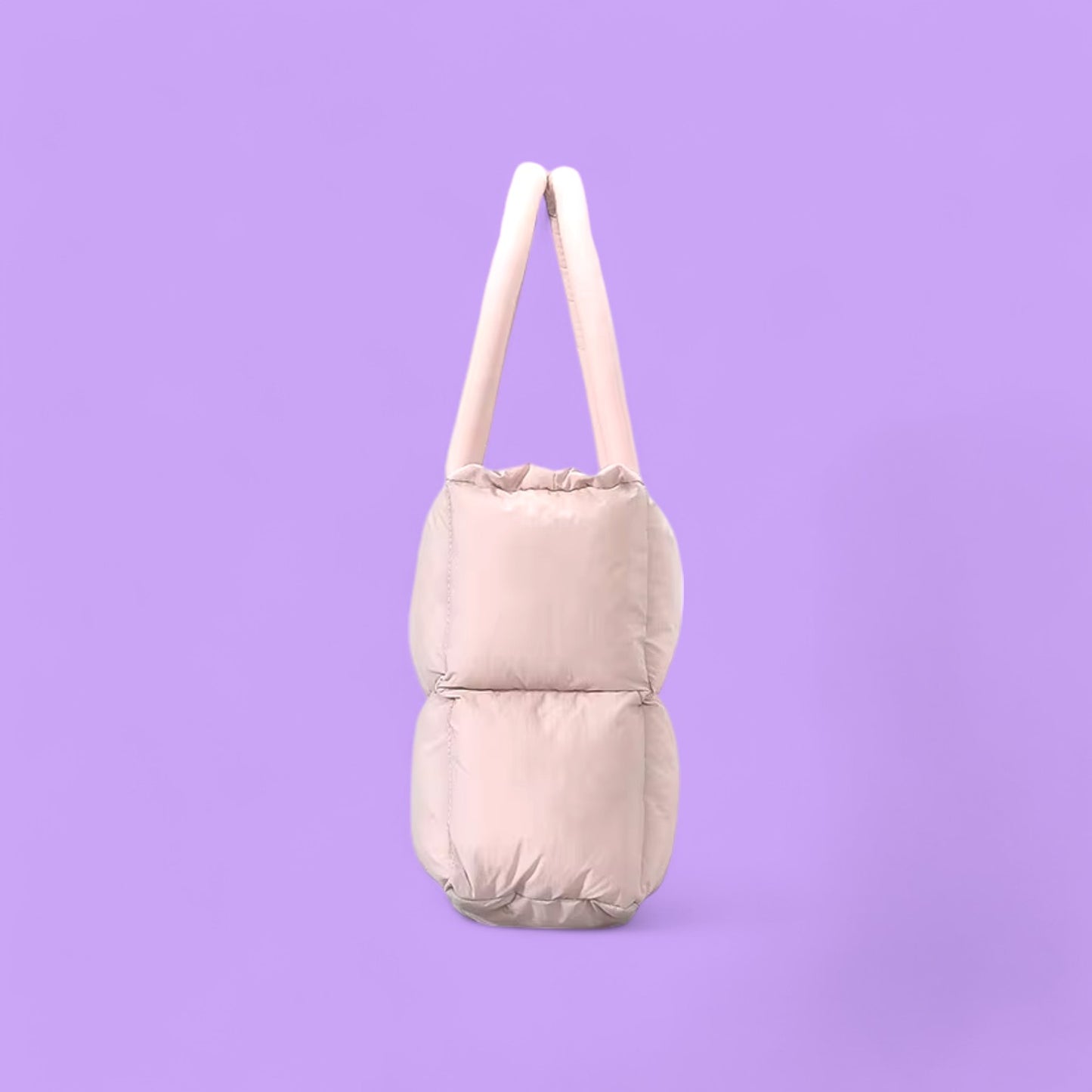 CloudTote Pink Puffer Quilted Winter Bag Side view