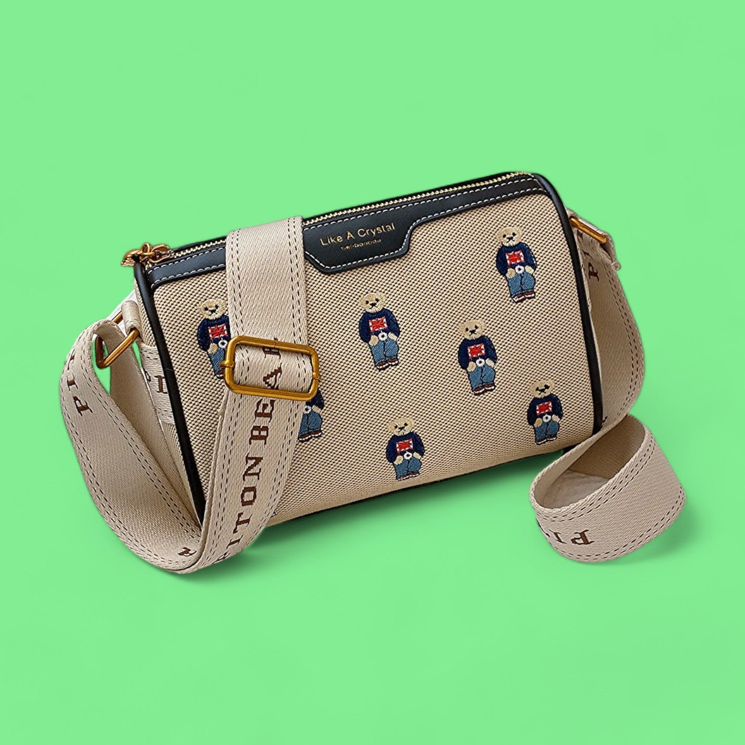 Contemporary Little Bear Embroidered Crossbody Bag-the lalezar