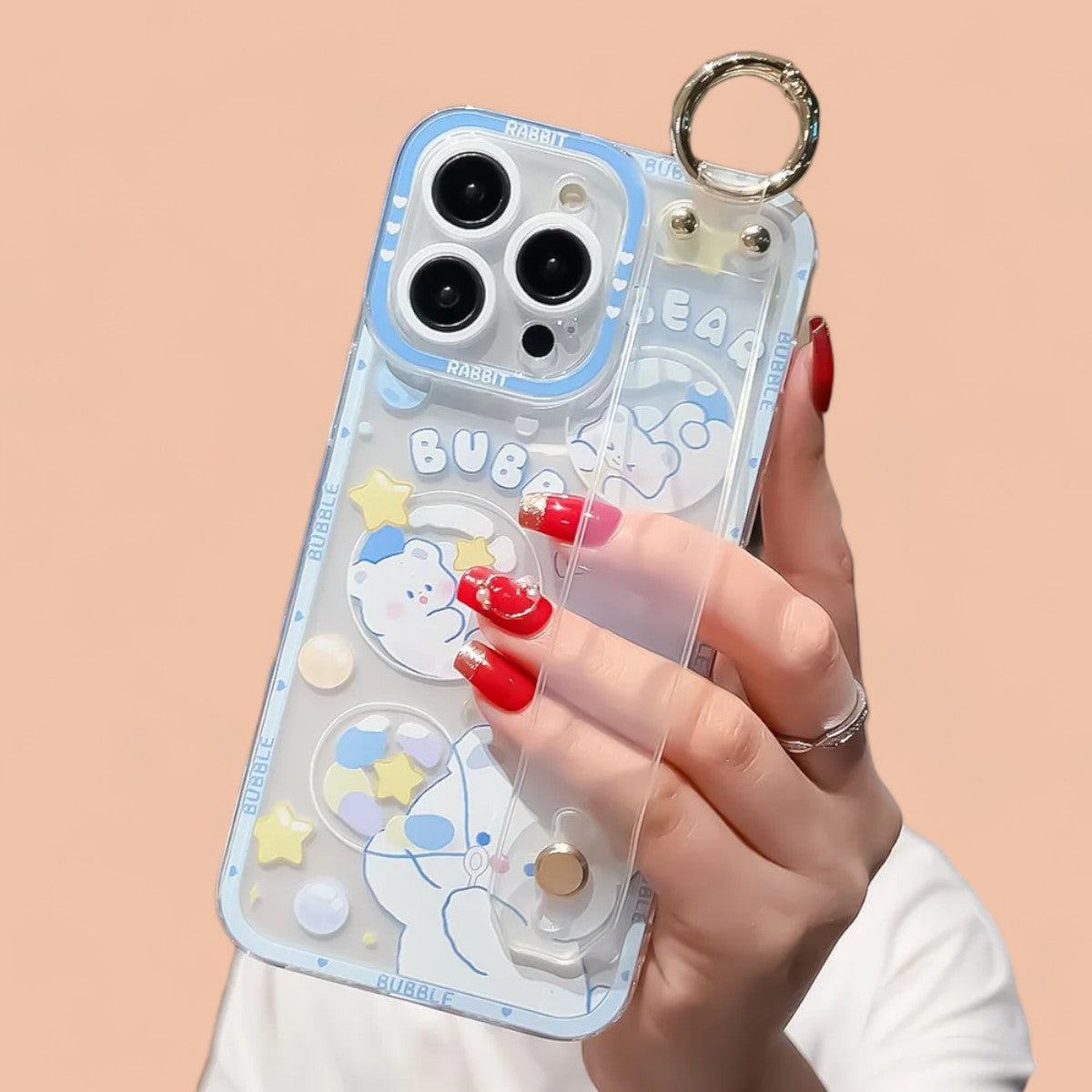 Dreamy Bubbles Grip & Strap with Ring Phone Case-the lalezar