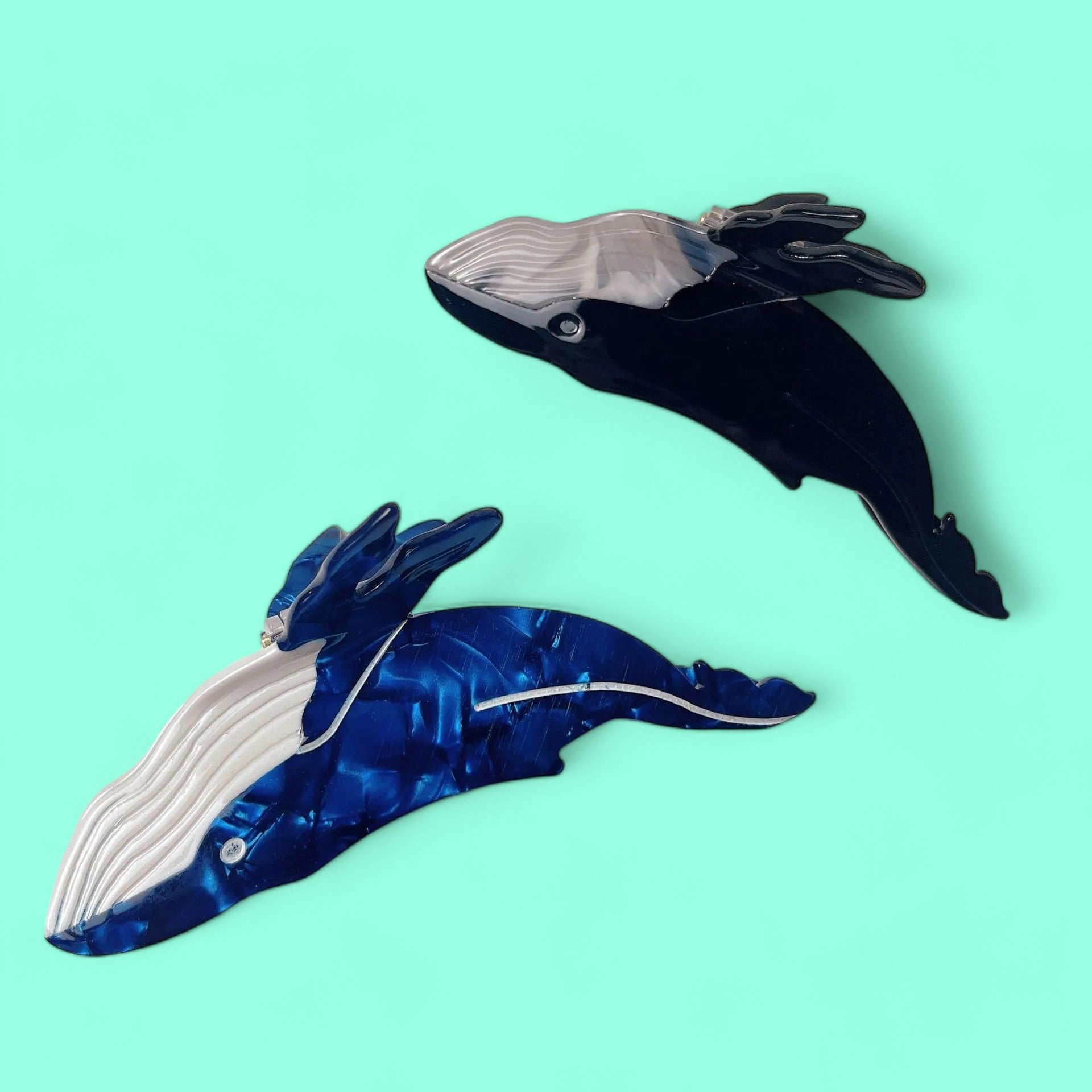 Blue Depths Whale Hair Clips-the lalezar