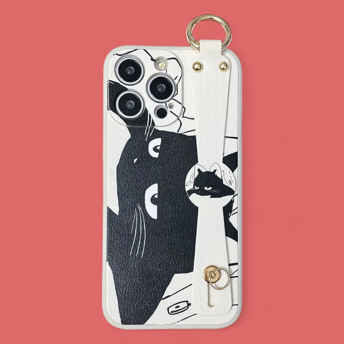 Purr-fect Companion: Chic Cat Grip & Stand Phone Case with Crossbody Strap-the lalezar