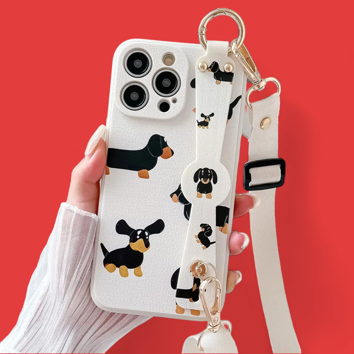 Purr & Pooch - Chic Grip & Stand Phone Case with Crossbody Strap-the lalezar