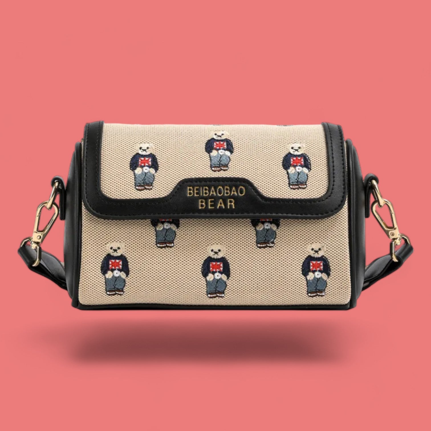 Artisan Embroidered Bear Motif Crossbody Handbag-the lalezar