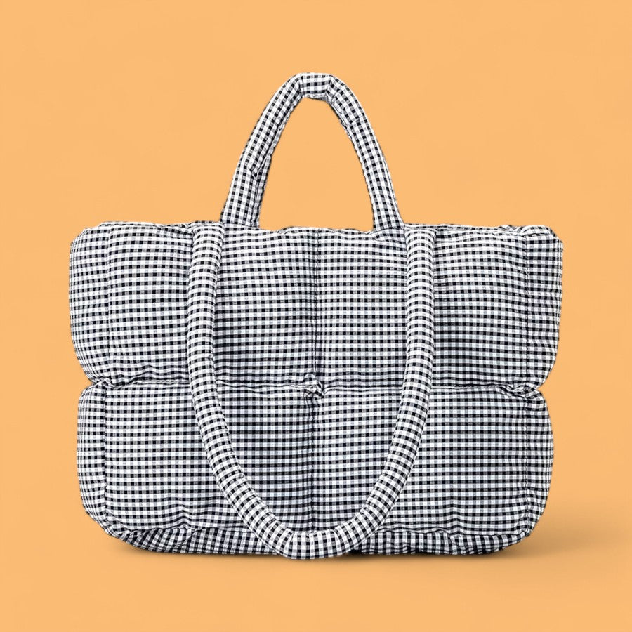 CozyPlaid Quilted Puffer Tote Bag