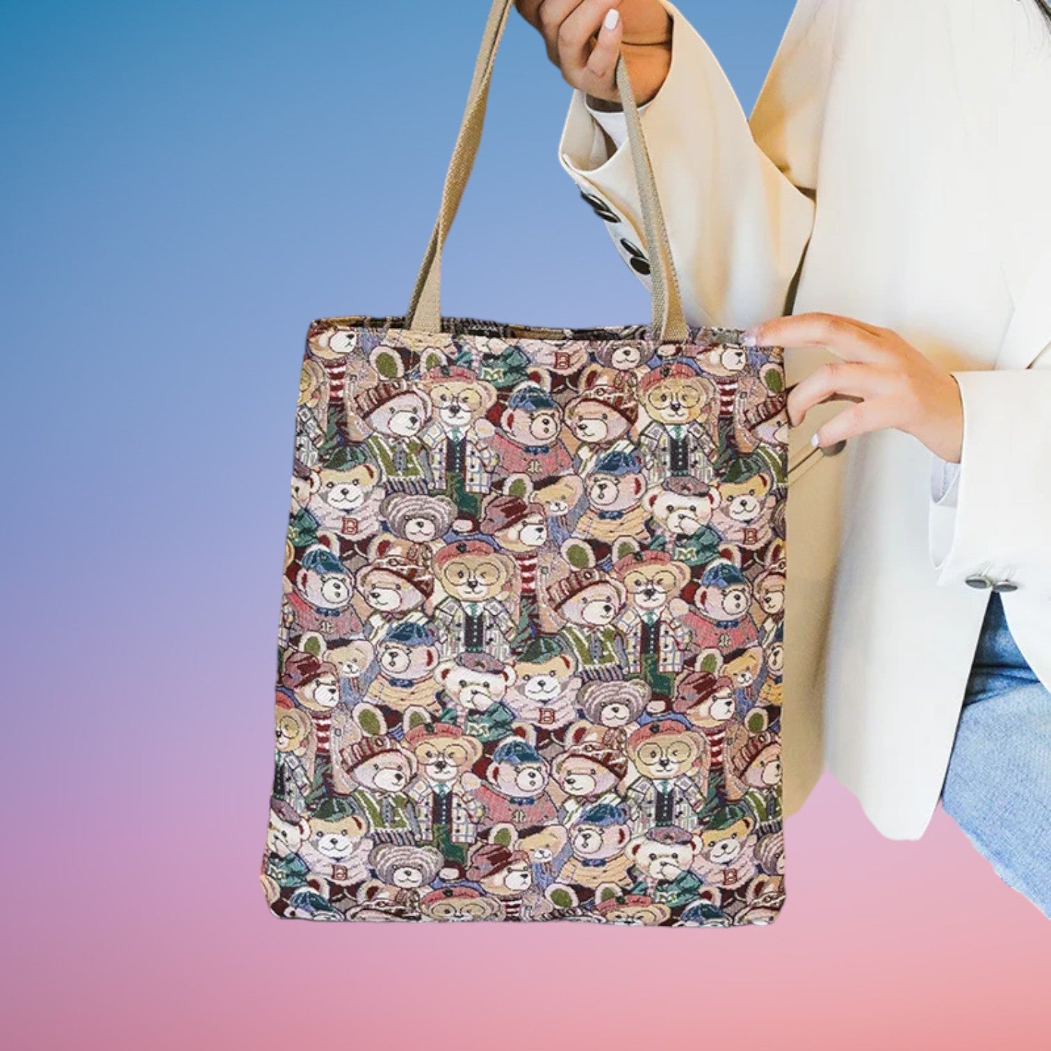 Artistic Embroidered Tote Bag – Lightweight Everyday Carryall with Unique Character Design-the lalezar