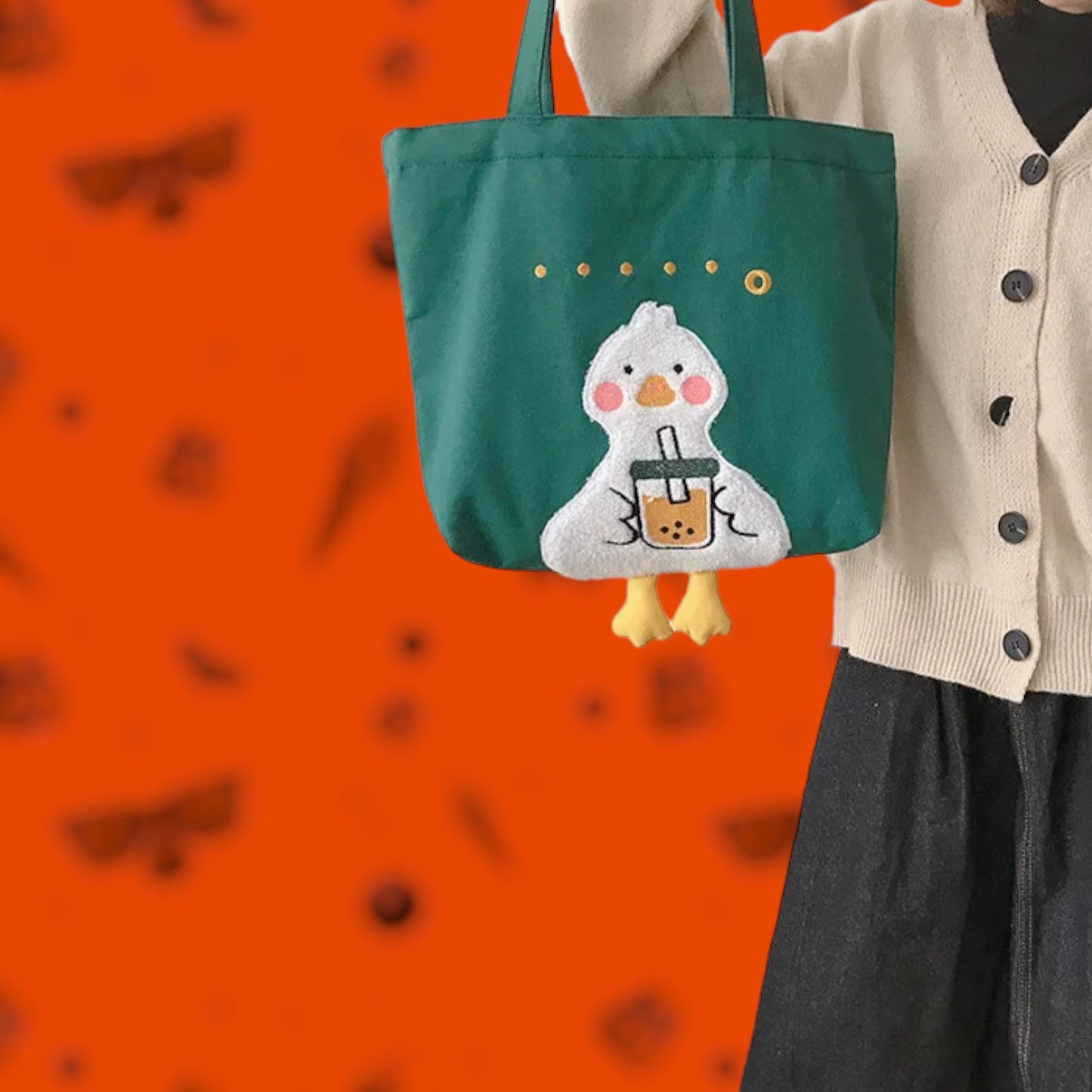 Quirky Duck Canvas Tote Bag - Cute and Casual Handbag for Everyday Style-the lalezar