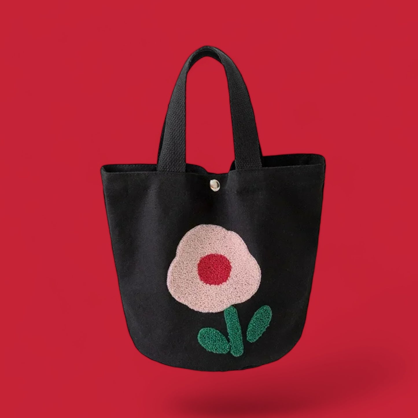 Floral Fancy Embroidered Canvas Bucket Tote - Colorful and Spacious-the lalezar