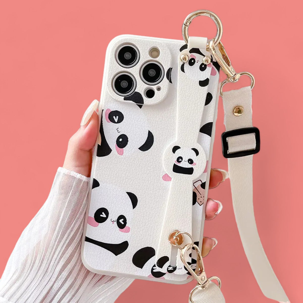 Playful Pandamonium Grip & Stand Crossbody Strap Phone Cases-the lalezar