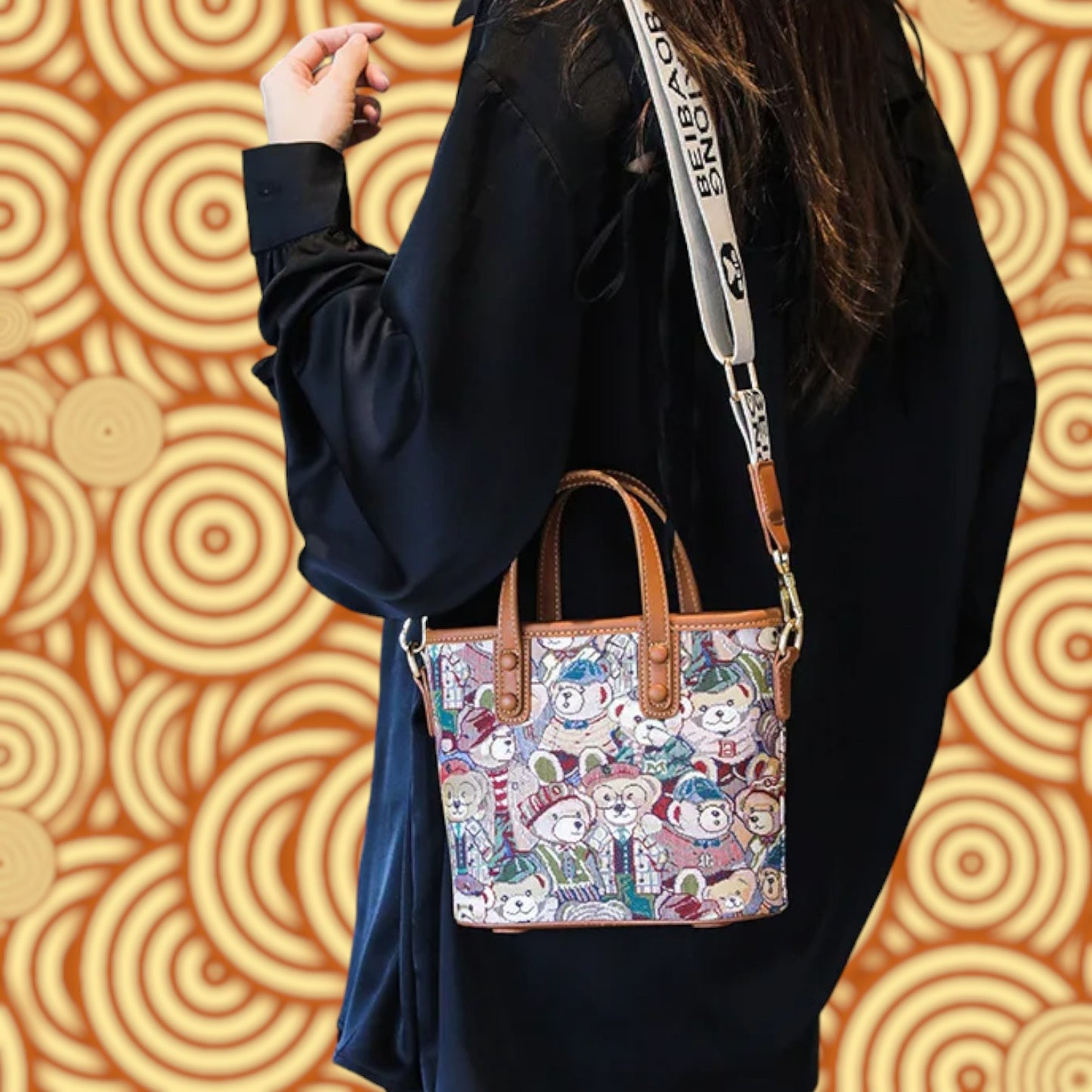 Enchanted Embroidered Bear Crossbody Tote – Petite and Playful for 2024-the lalezar