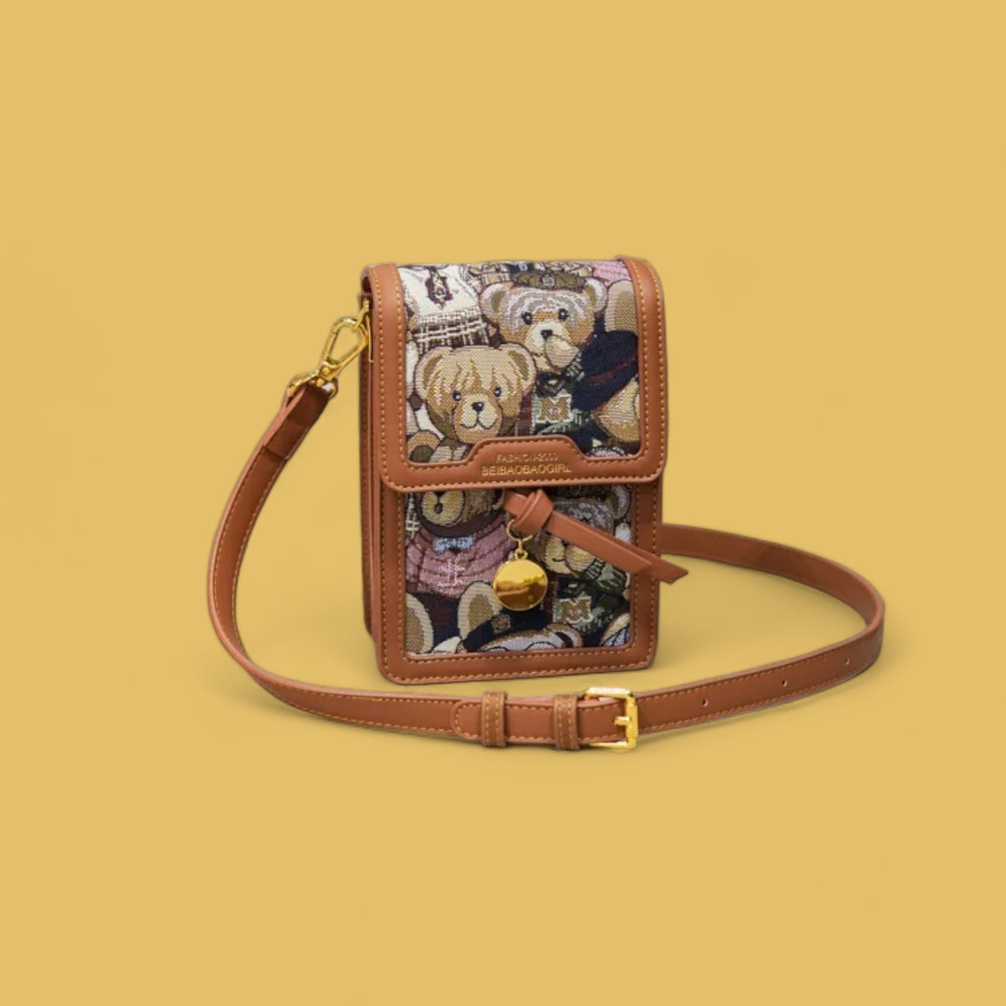 Sleek Embroidered Animal Motif Phone Pouch Crossbody-the lalezar