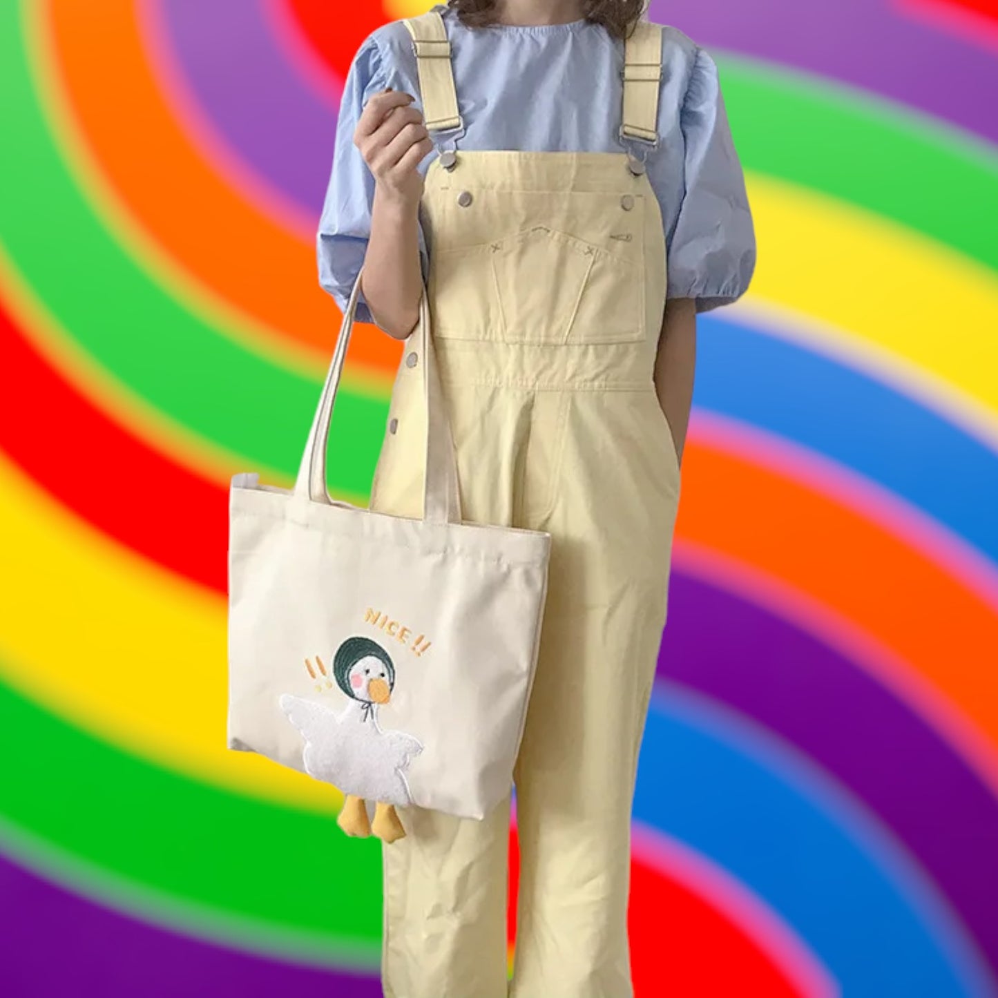 Quirky Duck Canvas Tote Bag - Cute and Casual Handbag for Everyday Style-the lalezar