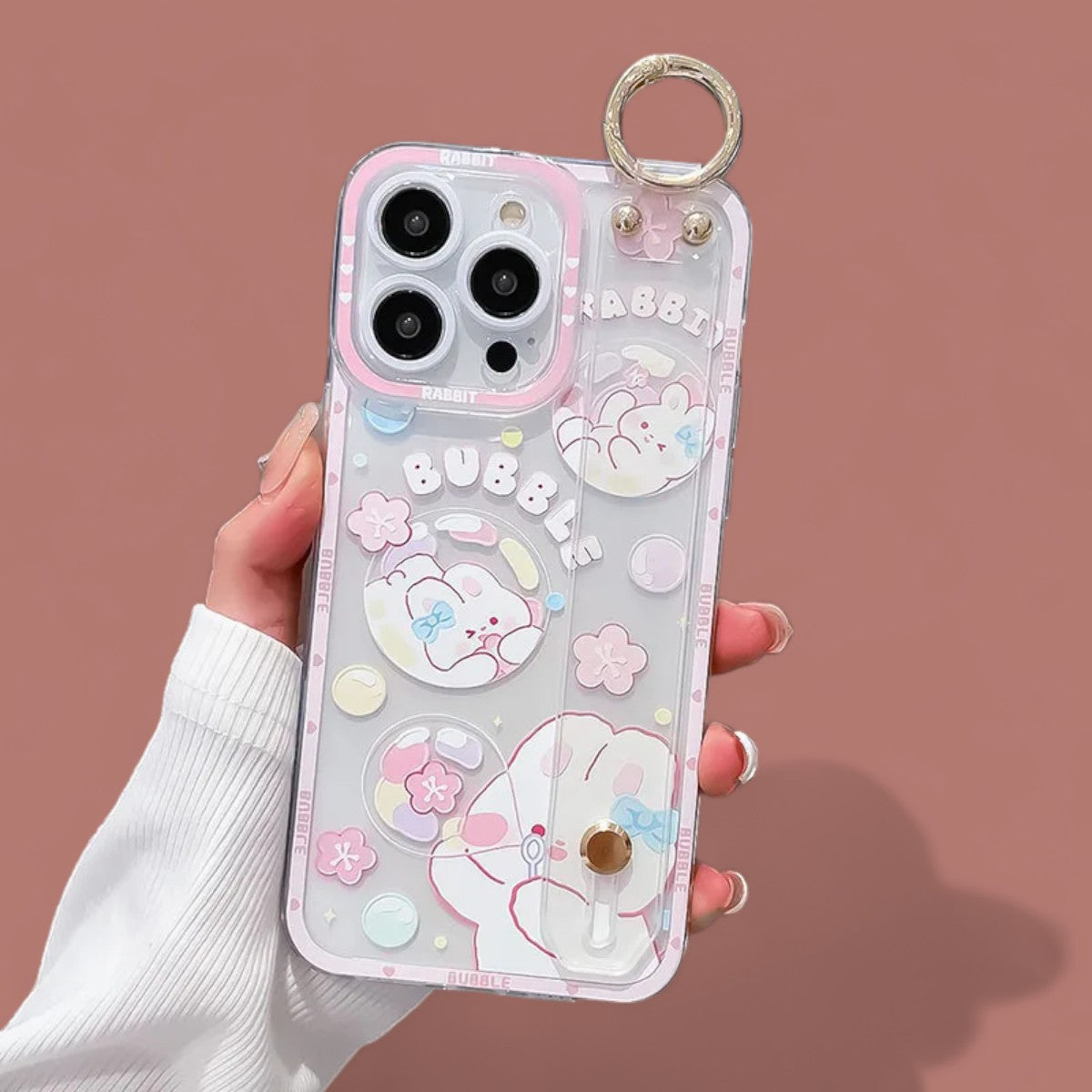 Dreamy Bubbles Grip & Strap with Ring Phone Case-the lalezar