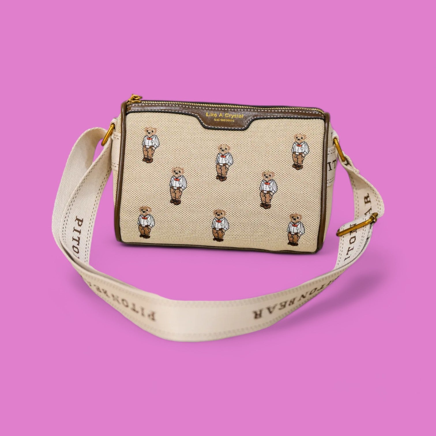 Contemporary Little Bear Embroidered Crossbody Bag-the lalezar