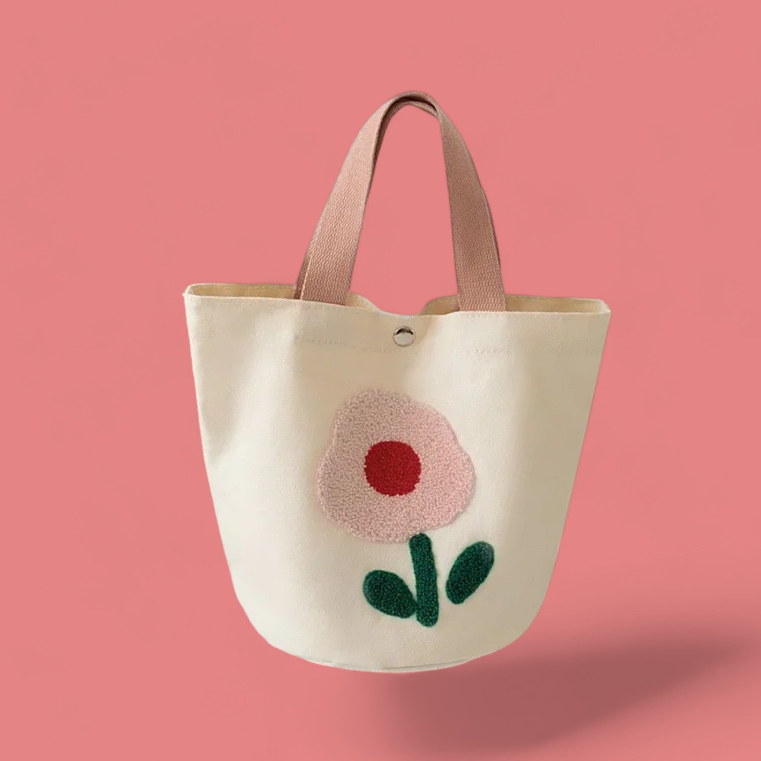 Floral Fancy Embroidered Canvas Bucket Tote - Colorful and Spacious-the lalezar