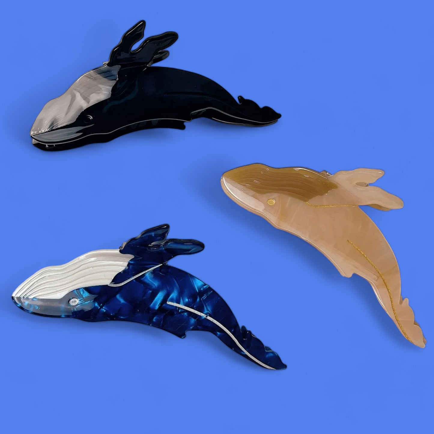 Blue Depths Whale Hair Clips-the lalezar