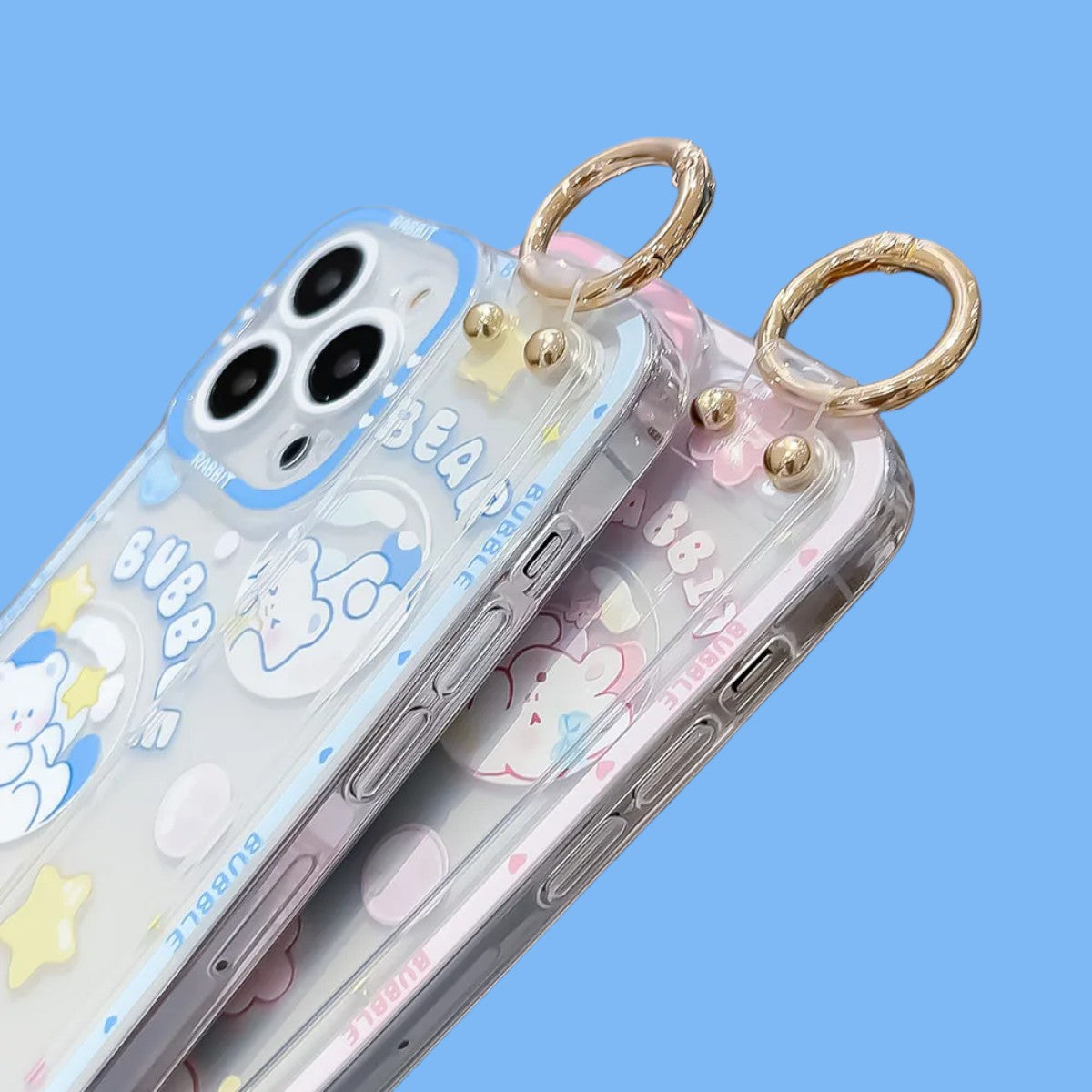 Dreamy Bubbles Grip & Strap with Ring Phone Case-the lalezar