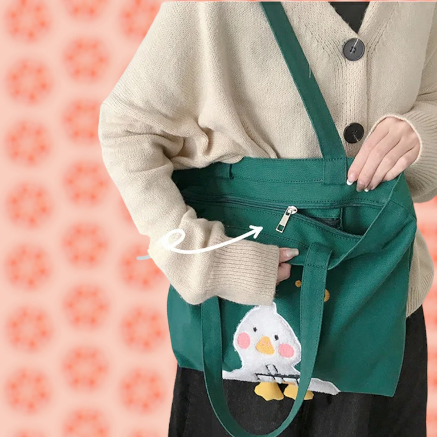 Quirky Duck Canvas Tote Bag - Cute and Casual Handbag for Everyday Style-the lalezar