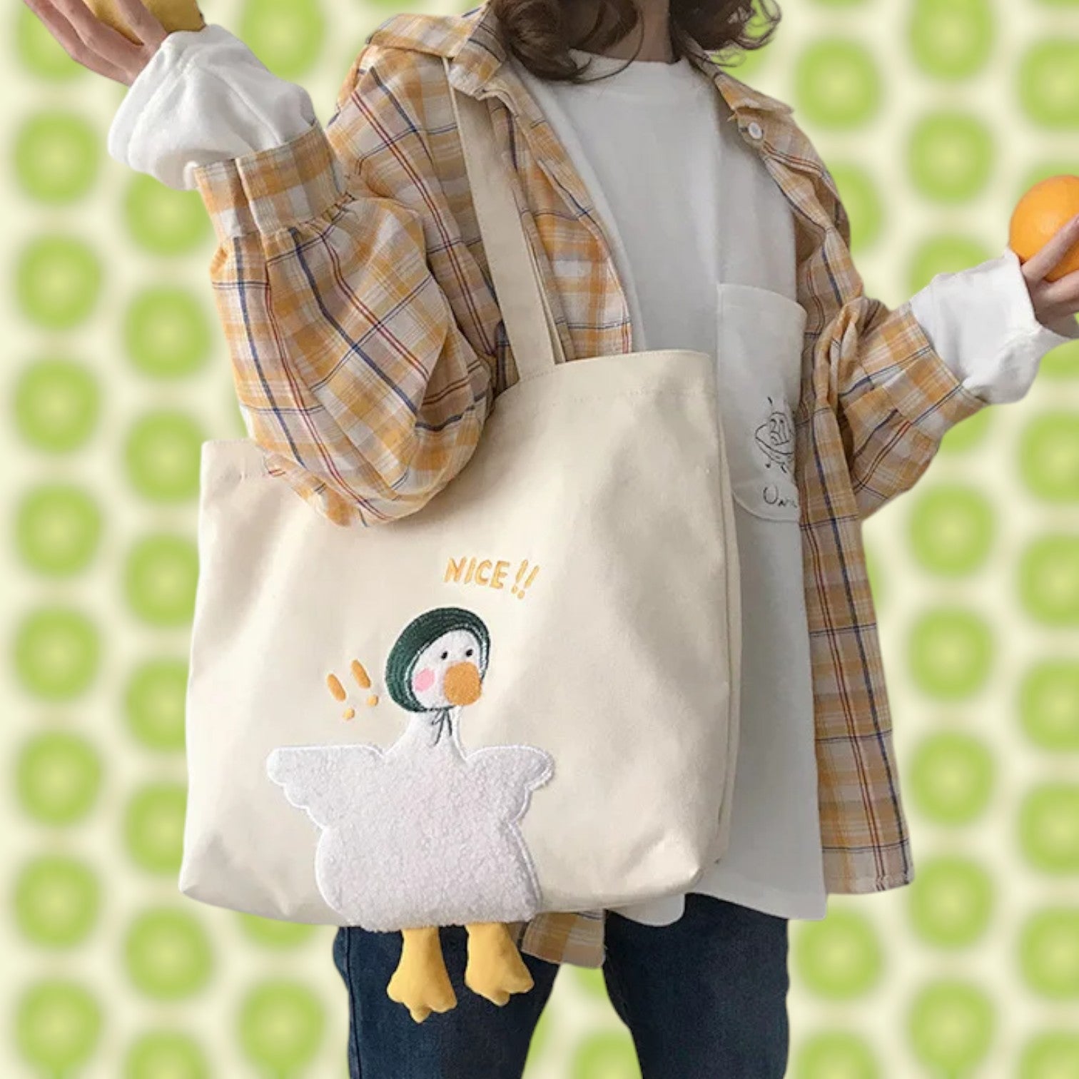 Quirky Duck Canvas Tote Bag - Cute and Casual Handbag for Everyday Style-the lalezar