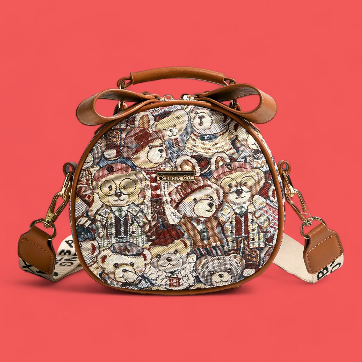 Chic Round Bear Crossbody Bag – 2024 Trendy Compact One-Shoulder Fashion Statement-the lalezar