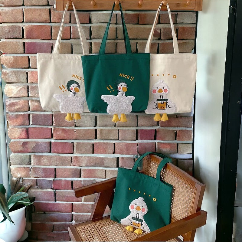 Quirky Duck Canvas Tote Bag - Cute and Casual Handbag for Everyday Style-the lalezar