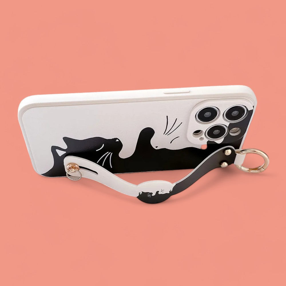 Purr-fect Companion: Chic Cat Grip & Stand Phone Case with Crossbody Strap-the lalezar