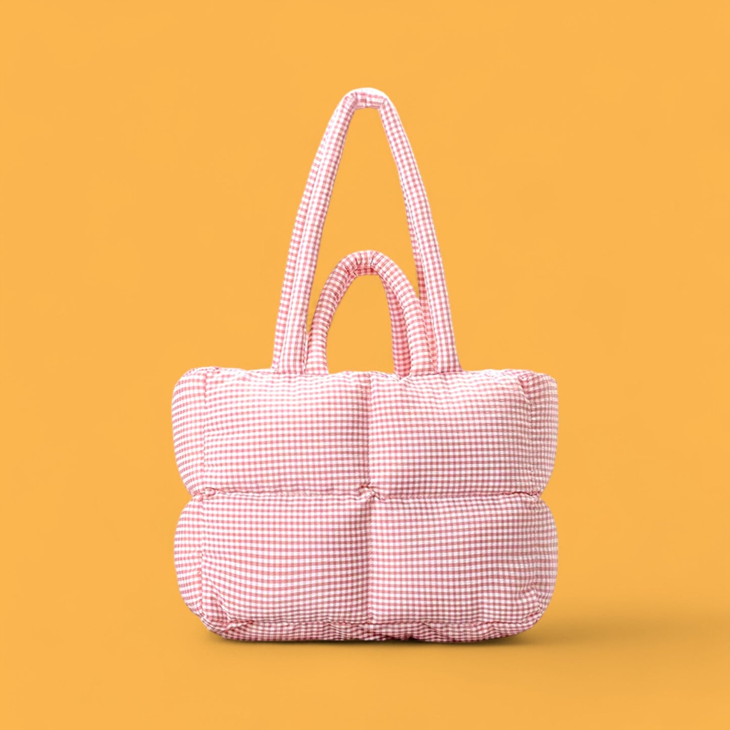 CozyPlaid Quilted Puffer Tote Bag