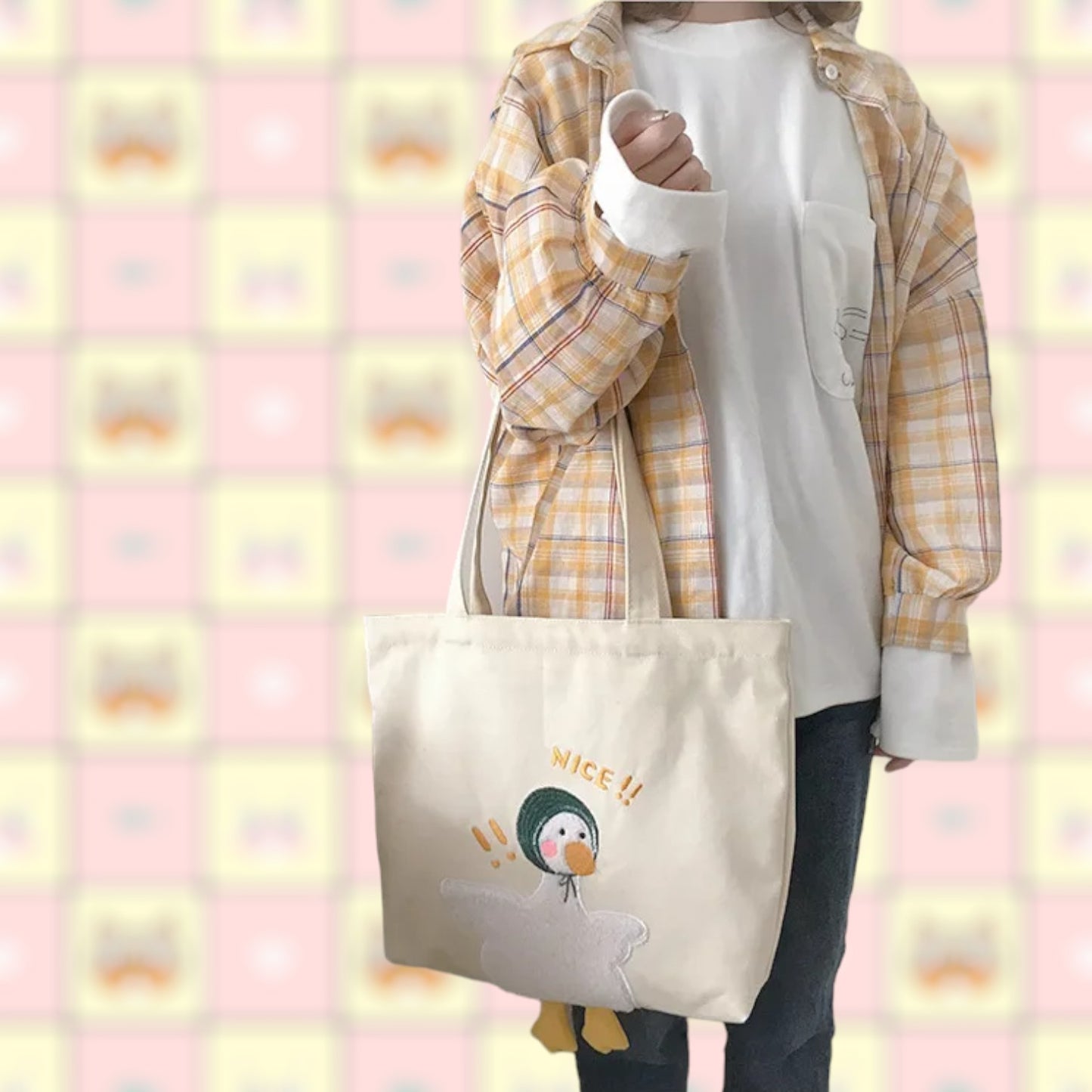 Quirky Duck Canvas Tote Bag - Cute and Casual Handbag for Everyday Style-the lalezar