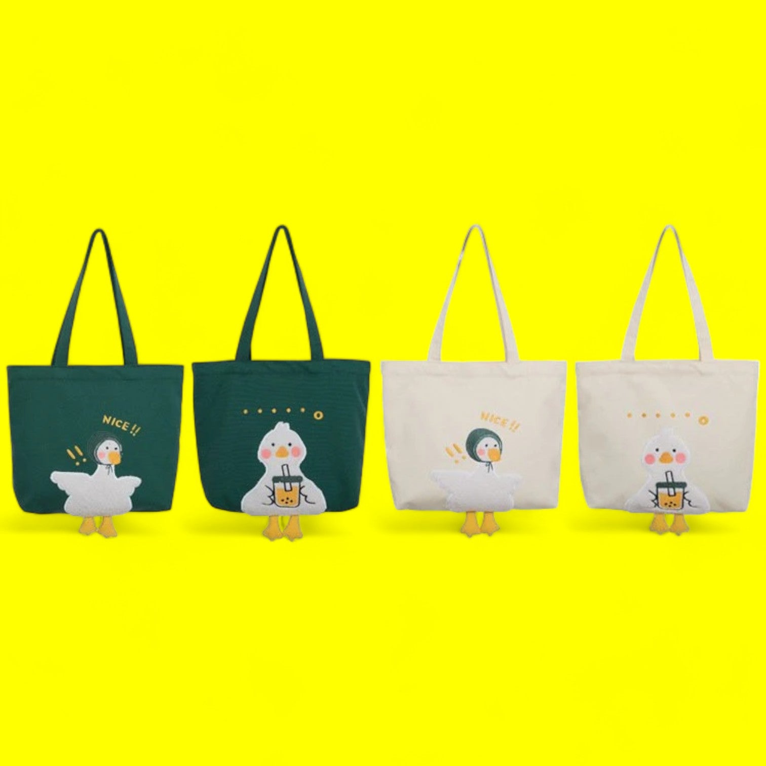 Quirky Duck Canvas Tote Bag - Cute and Casual Handbag for Everyday Style-the lalezar