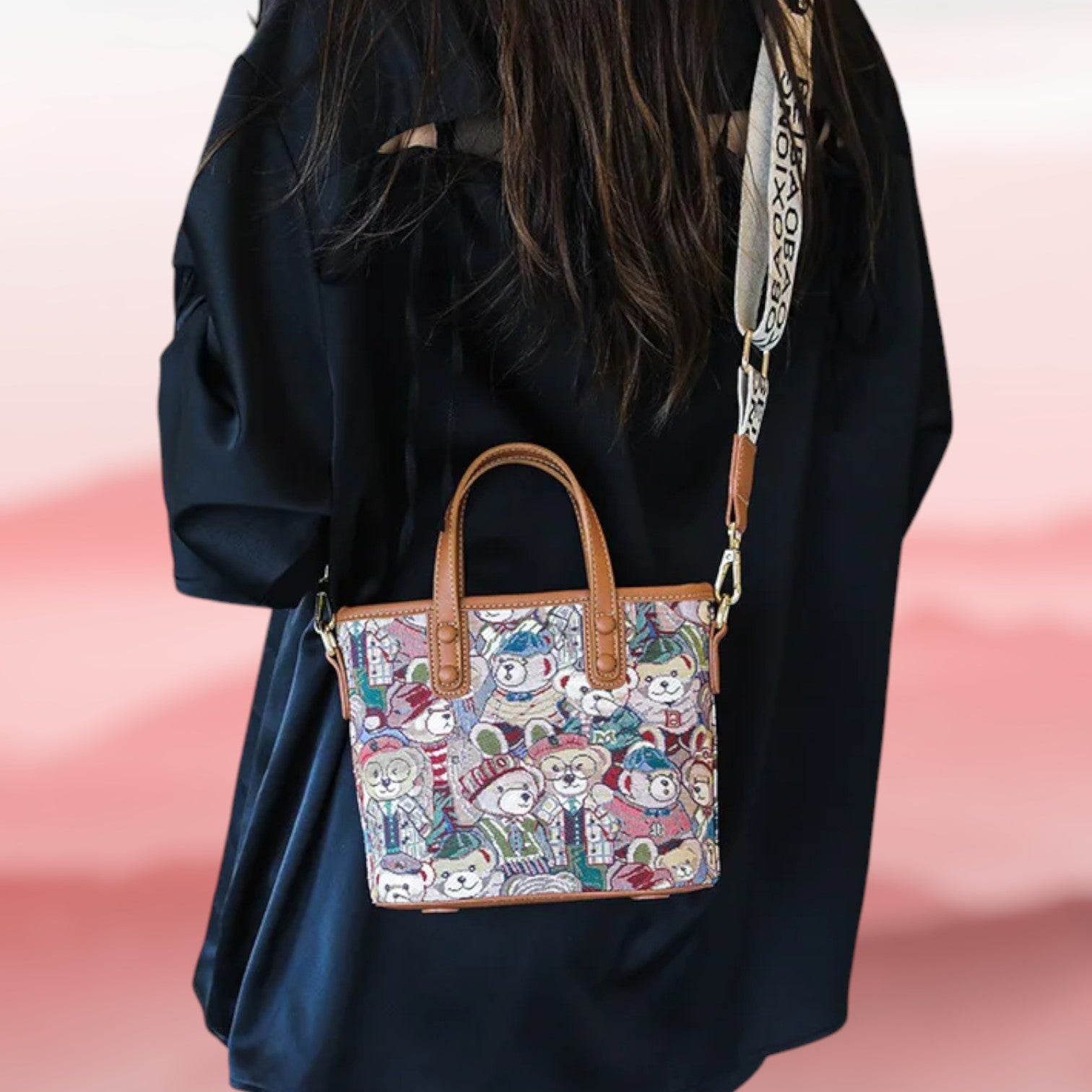 Enchanted Embroidered Bear Crossbody Tote – Petite and Playful for 2024-the lalezar