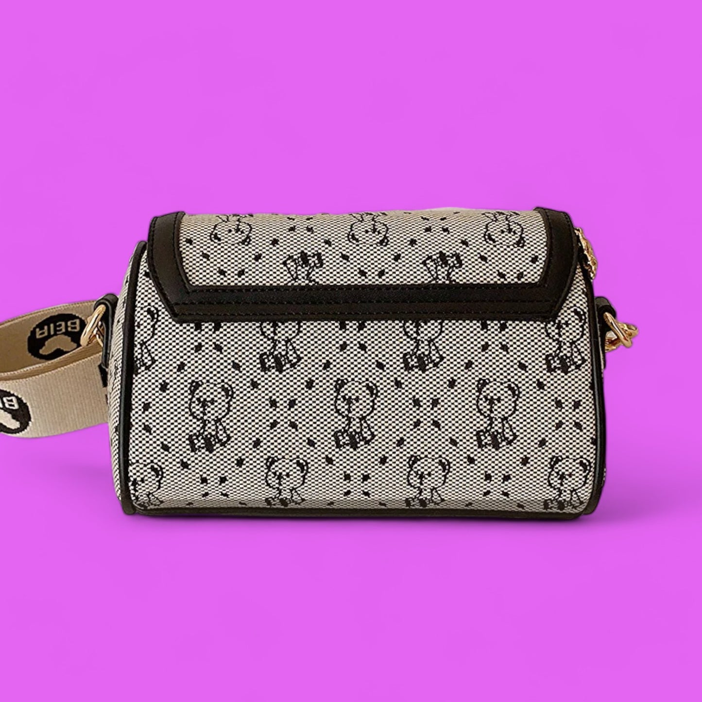 Sleek Bear Embroidered Crossbody Bag – Casual Elegance with Versatile Styling for 2024-the lalezar