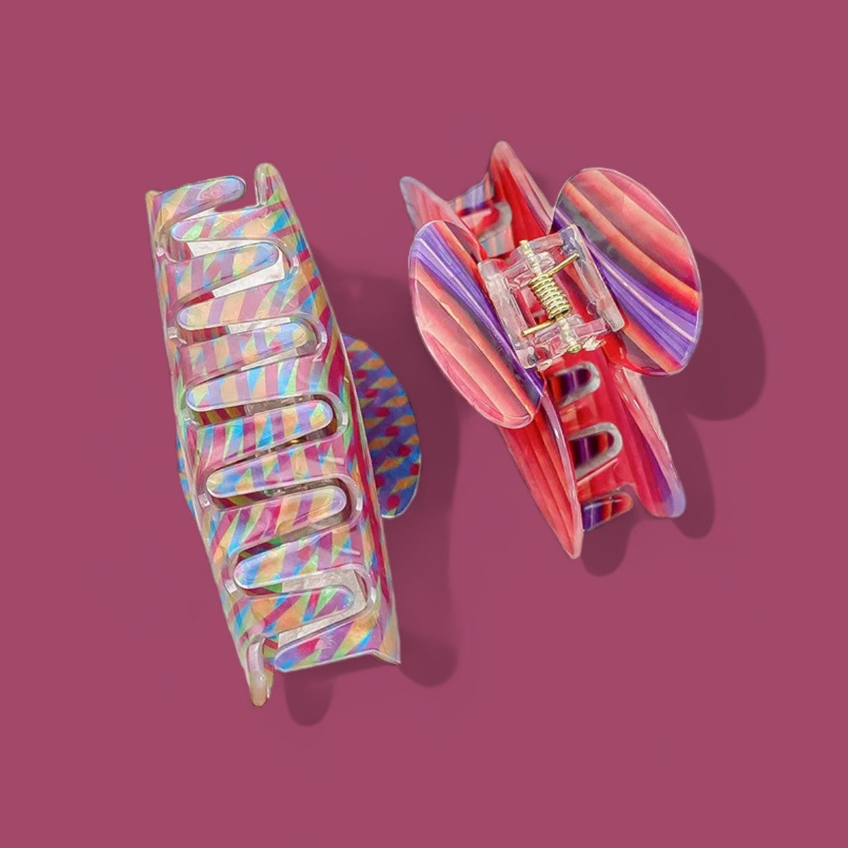 Kaleidoscope Clasp Acrylic Hair Clips-the lalezar