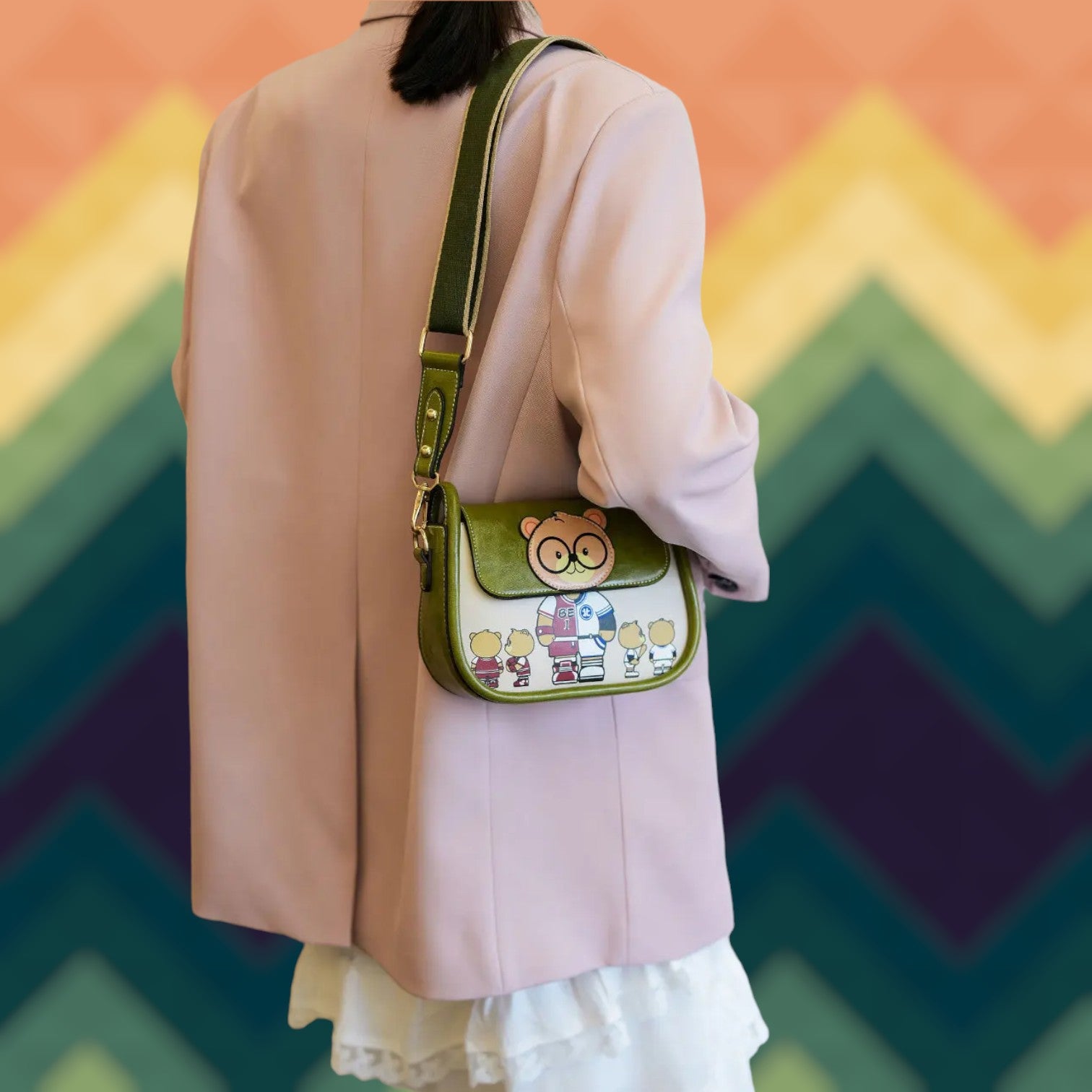 Vintage-Inspired Character Saddle Bag – Chic Small Crossbody with Playful Motif for 2024-the lalezar