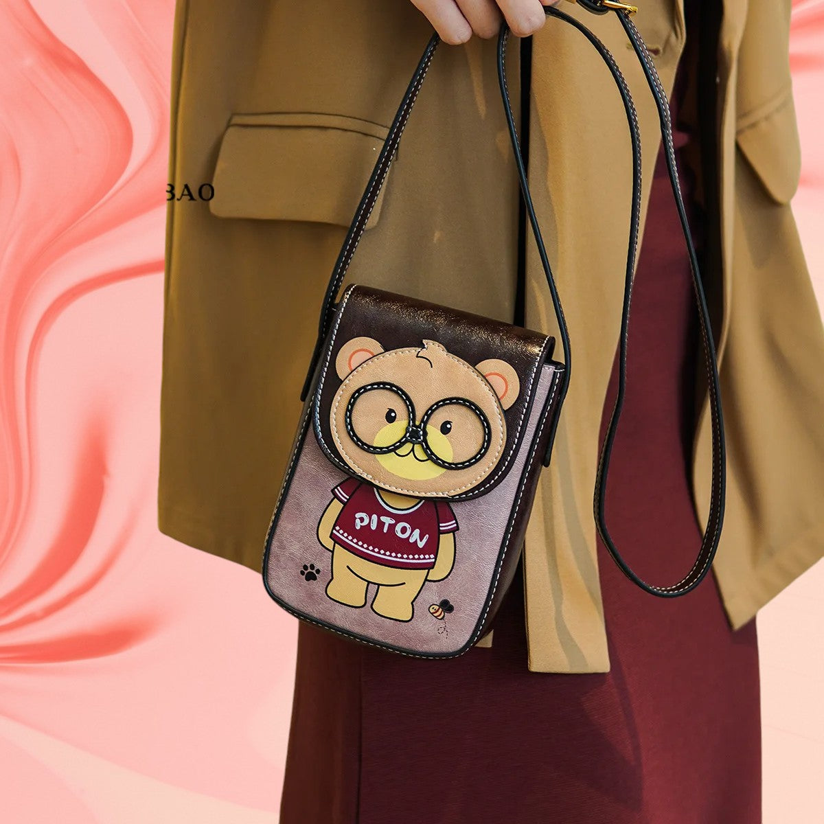 Adorable Cartoon Bear Phone Crossbody Bag-the lalezar