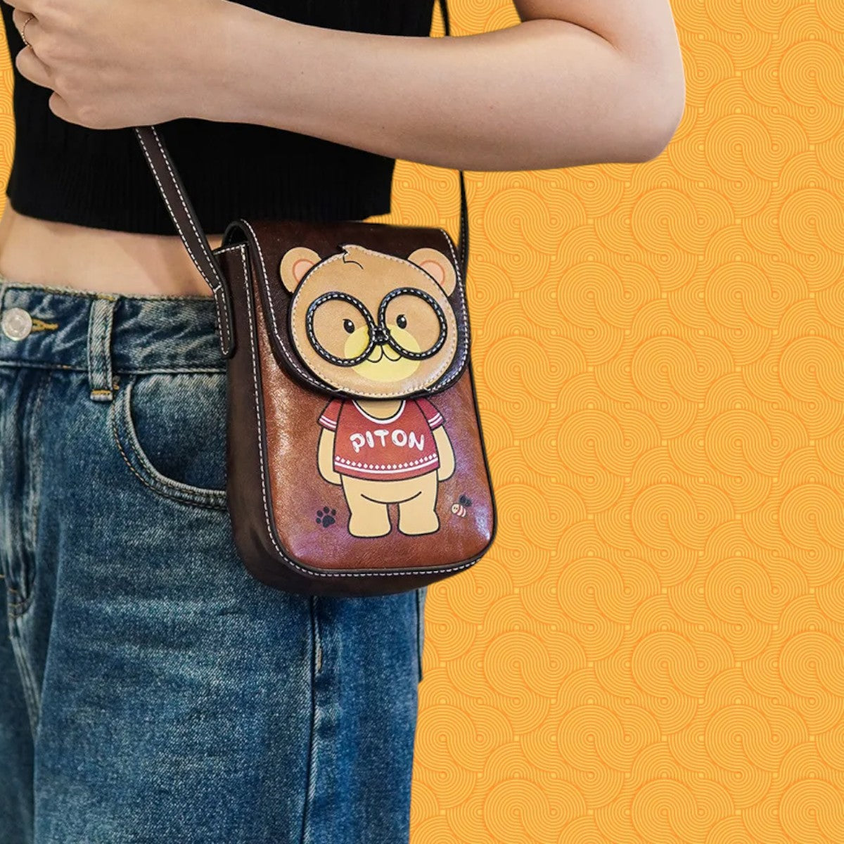 Adorable Cartoon Bear Phone Crossbody Bag-the lalezar