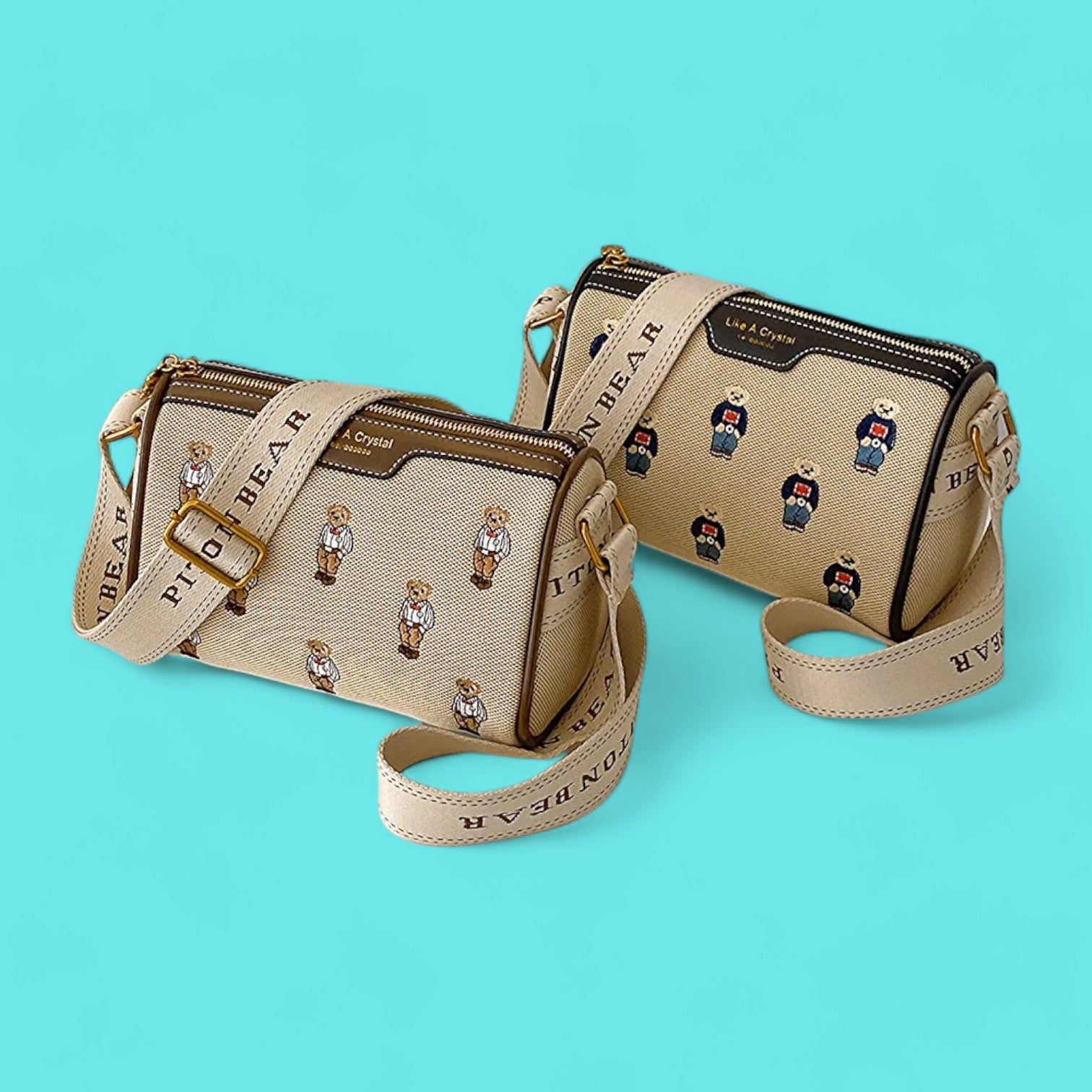 Contemporary Little Bear Embroidered Crossbody Bag-the lalezar