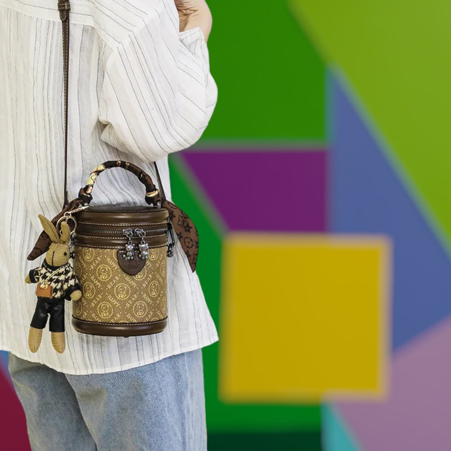 Elegant Boho-Chic Bucket Bag – Versatile Scarf Handheld & Crossbody Style for Summer 2024-the lalezar